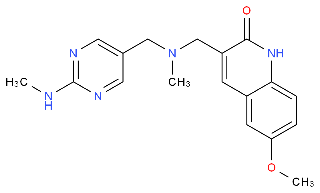 6-methoxy-3-[(methyl{[2-(methylamino)pyrimidin-5-yl]methyl}amino)methyl]quinolin-2(1H)-one_Molecular_structure_CAS_)