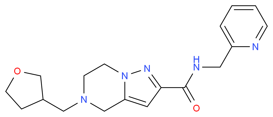N-(pyridin-2-ylmethyl)-5-(tetrahydrofuran-3-ylmethyl)-4,5,6,7-tetrahydropyrazolo[1,5-a]pyrazine-2-carboxamide_Molecular_structure_CAS_)