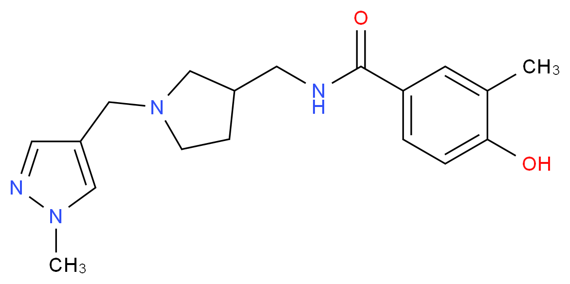 4-hydroxy-3-methyl-N-({1-[(1-methyl-1H-pyrazol-4-yl)methyl]pyrrolidin-3-yl}methyl)benzamide_Molecular_structure_CAS_)