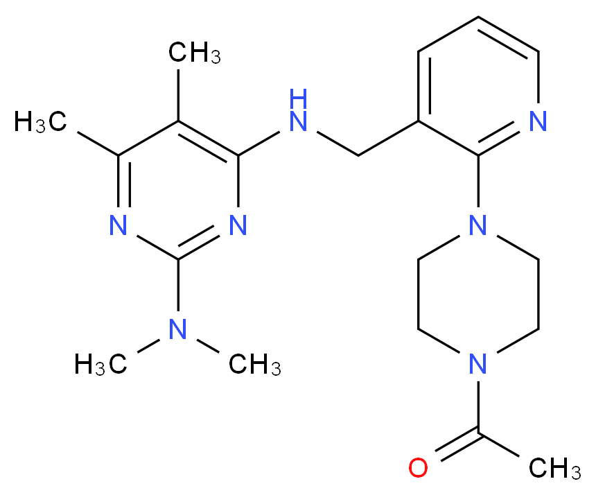 N~4~-{[2-(4-acetyl-1-piperazinyl)-3-pyridinyl]methyl}-N~2~,N~2~,5,6-tetramethyl-2,4-pyrimidinediamine_Molecular_structure_CAS_)