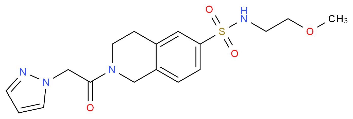 N-(2-methoxyethyl)-2-(1H-pyrazol-1-ylacetyl)-1,2,3,4-tetrahydroisoquinoline-6-sulfonamide_Molecular_structure_CAS_)