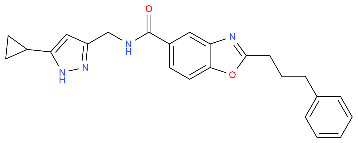 N-[(5-cyclopropyl-1H-pyrazol-3-yl)methyl]-2-(3-phenylpropyl)-1,3-benzoxazole-5-carboxamide_Molecular_structure_CAS_)