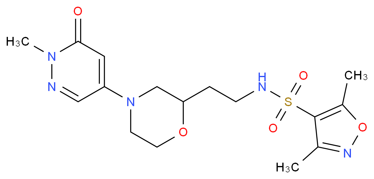 3,5-dimethyl-N-{2-[4-(1-methyl-6-oxo-1,6-dihydro-4-pyridazinyl)-2-morpholinyl]ethyl}-4-isoxazolesulfonamide_Molecular_structure_CAS_)
