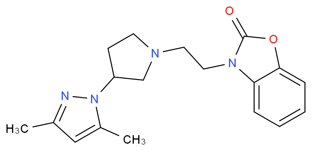 3-{2-[3-(3,5-dimethyl-1H-pyrazol-1-yl)pyrrolidin-1-yl]ethyl}-1,3-benzoxazol-2(3H)-one_Molecular_structure_CAS_)