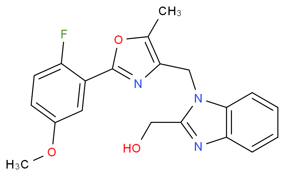 (1-{[2-(2-fluoro-5-methoxyphenyl)-5-methyl-1,3-oxazol-4-yl]methyl}-1H-benzimidazol-2-yl)methanol_Molecular_structure_CAS_)