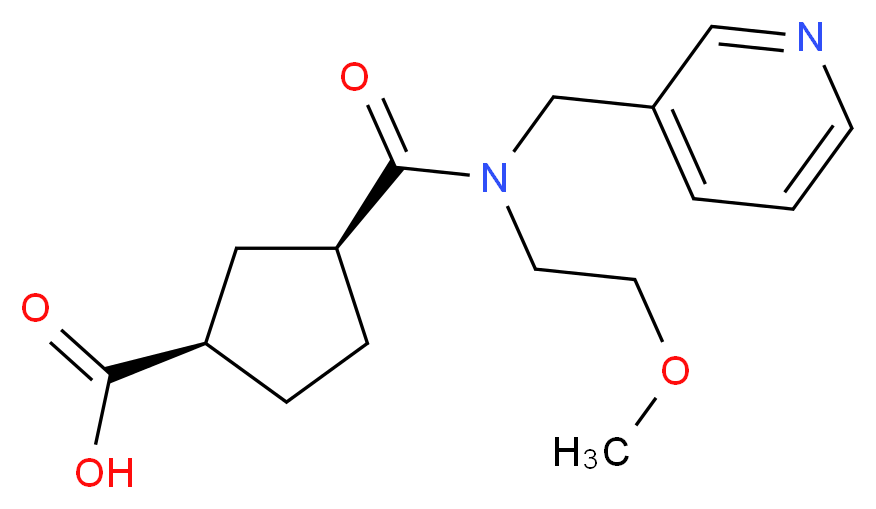 (1R*,3S*)-3-{[(2-methoxyethyl)(pyridin-3-ylmethyl)amino]carbonyl}cyclopentanecarboxylic acid_Molecular_structure_CAS_)