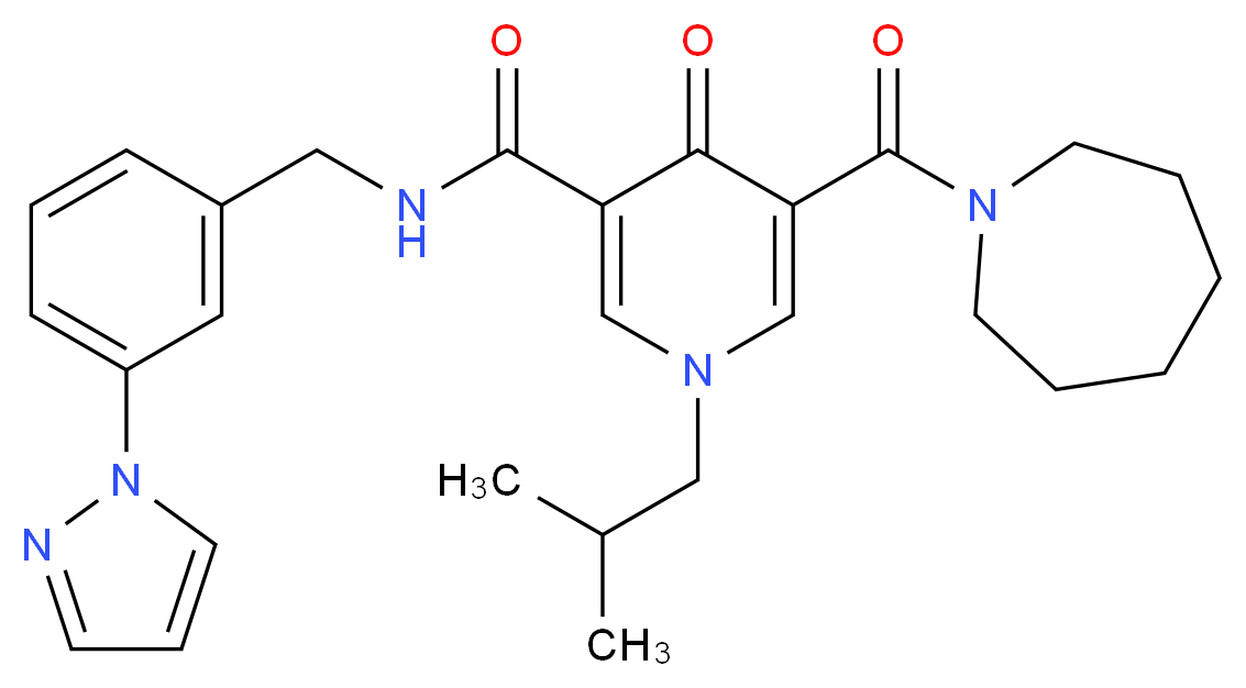 5-(1-azepanylcarbonyl)-1-isobutyl-4-oxo-N-[3-(1H-pyrazol-1-yl)benzyl]-1,4-dihydro-3-pyridinecarboxamide_Molecular_structure_CAS_)