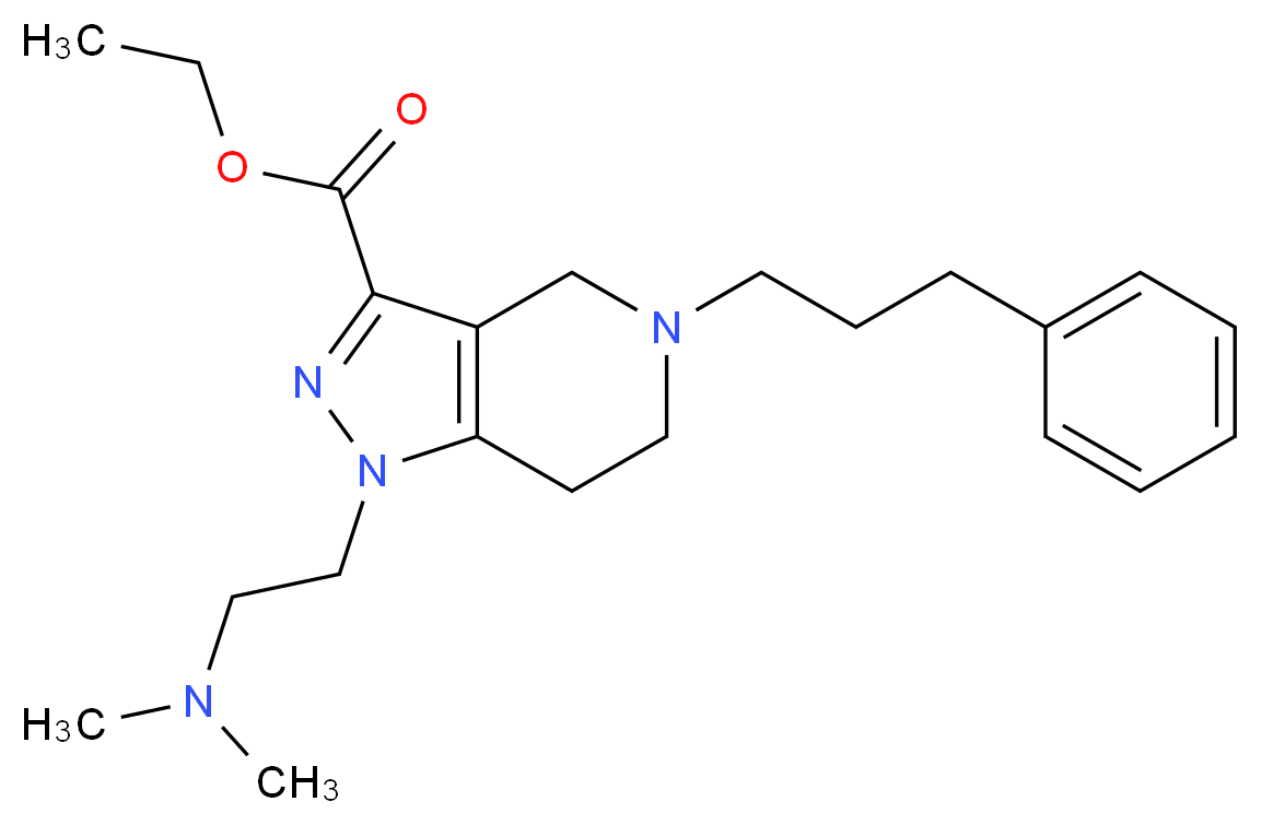 ethyl 1-[2-(dimethylamino)ethyl]-5-(3-phenylpropyl)-4,5,6,7-tetrahydro-1H-pyrazolo[4,3-c]pyridine-3-carboxylate_Molecular_structure_CAS_)