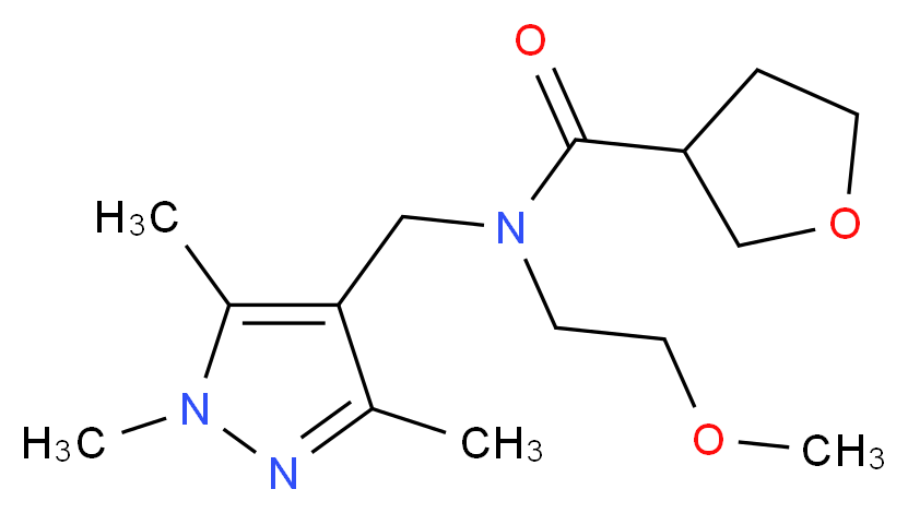 N-(2-methoxyethyl)-N-[(1,3,5-trimethyl-1H-pyrazol-4-yl)methyl]tetrahydrofuran-3-carboxamide_Molecular_structure_CAS_)