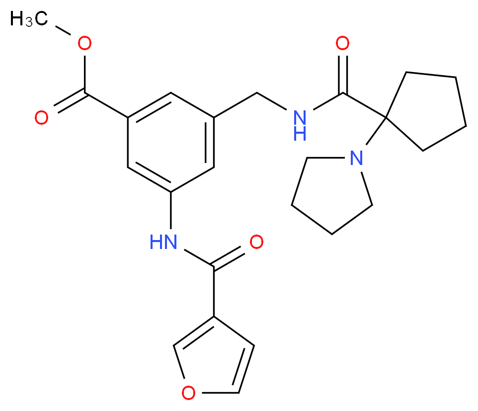 methyl 3-(3-furoylamino)-5-[({[1-(1-pyrrolidinyl)cyclopentyl]carbonyl}amino)methyl]benzoate_Molecular_structure_CAS_)