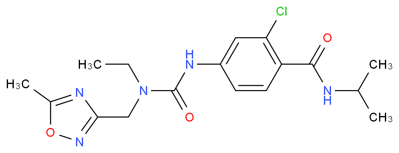 2-chloro-4-[({ethyl[(5-methyl-1,2,4-oxadiazol-3-yl)methyl]amino}carbonyl)amino]-N-isopropylbenzamide_Molecular_structure_CAS_)