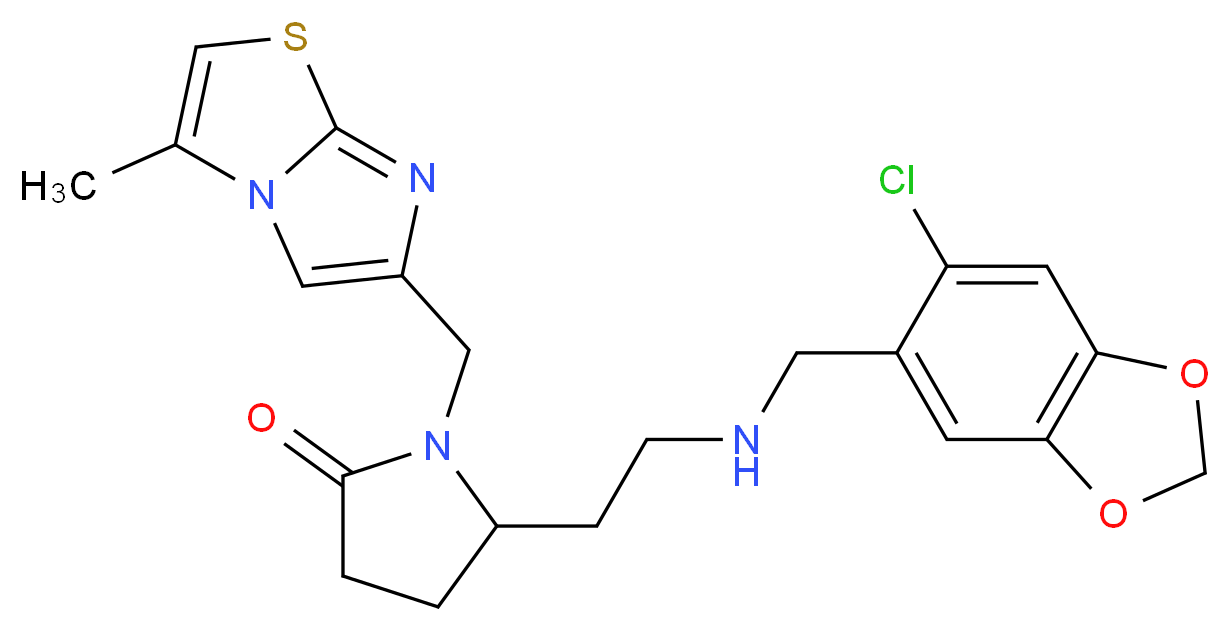 5-(2-{[(6-chloro-1,3-benzodioxol-5-yl)methyl]amino}ethyl)-1-[(3-methylimidazo[2,1-b][1,3]thiazol-6-yl)methyl]-2-pyrrolidinone_Molecular_structure_CAS_)