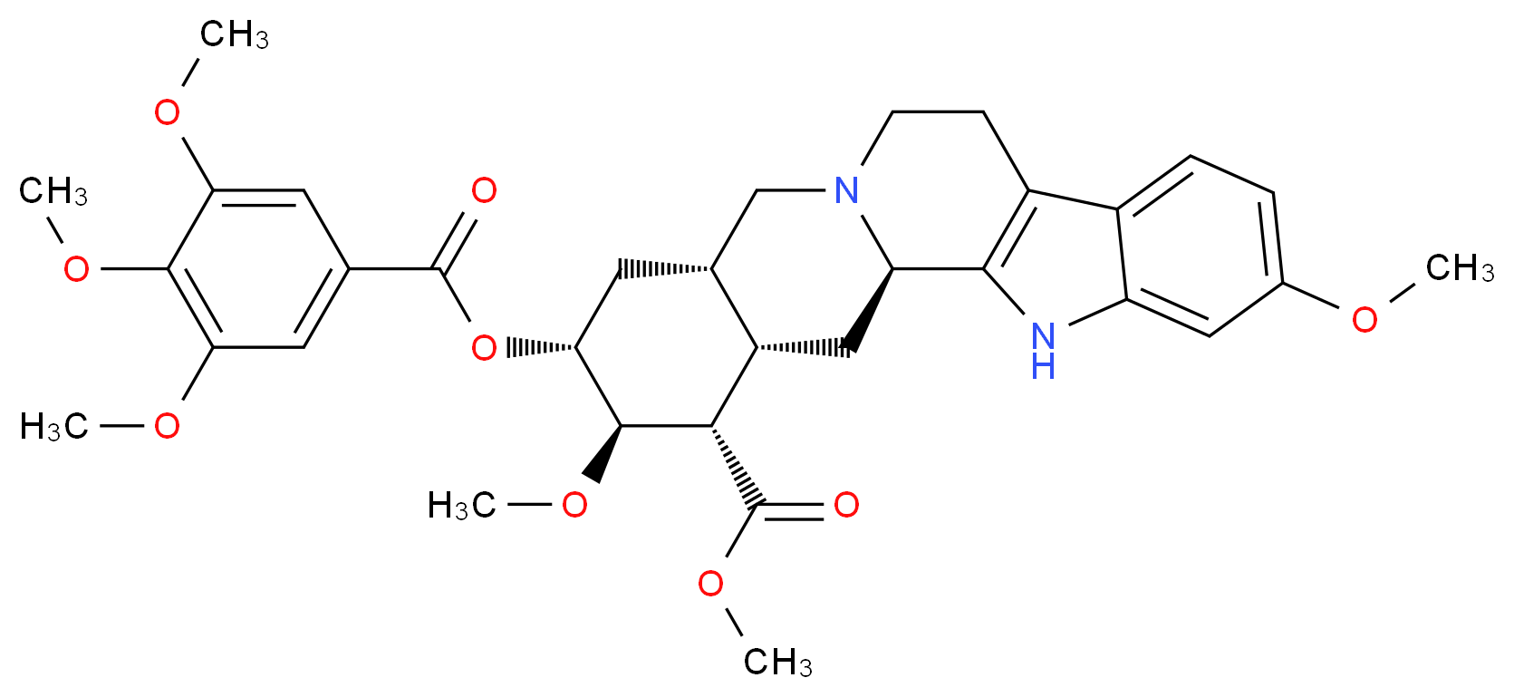 (1S,2R,3R,4aS,13bR,14aS)-methyl 2,11-dimethoxy-3-((3,4,5-trimethoxybenzoyl)oxy)-1,2,3,4,4a,5,7,8,13,13b,14,14a-dodecahydroindolo[2',3':3,4]pyrido[1,2-b]isoquinoline-1-carboxylate_Molecular_structure_CAS_)