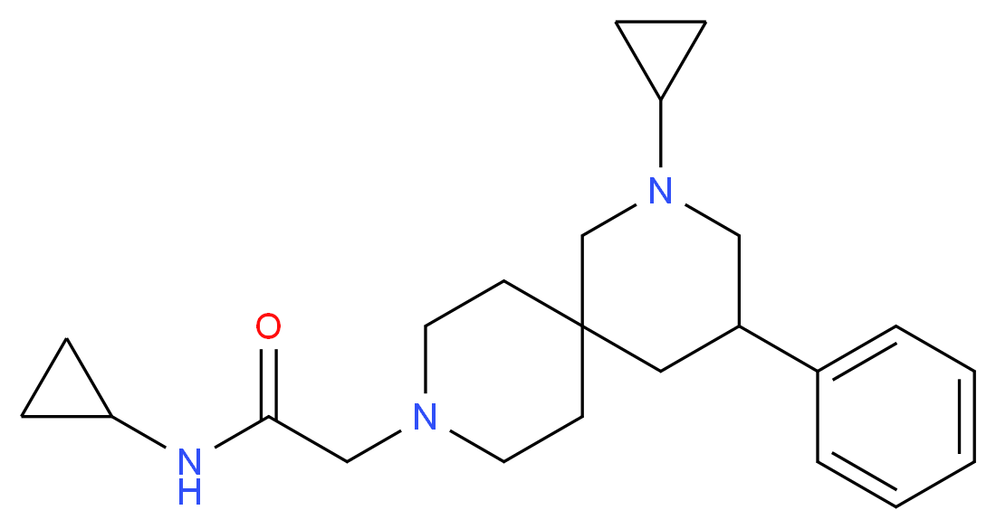 N-cyclopropyl-2-(2-cyclopropyl-4-phenyl-2,9-diazaspiro[5.5]undec-9-yl)acetamide_Molecular_structure_CAS_)