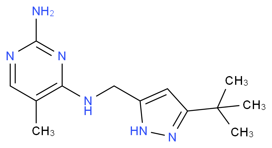 N~4~-[(3-tert-butyl-1H-pyrazol-5-yl)methyl]-5-methylpyrimidine-2,4-diamine_Molecular_structure_CAS_)