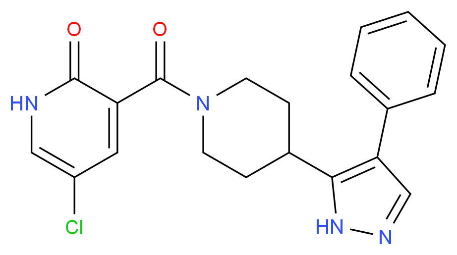 5-chloro-3-{[4-(4-phenyl-1H-pyrazol-5-yl)piperidin-1-yl]carbonyl}pyridin-2(1H)-one_Molecular_structure_CAS_)