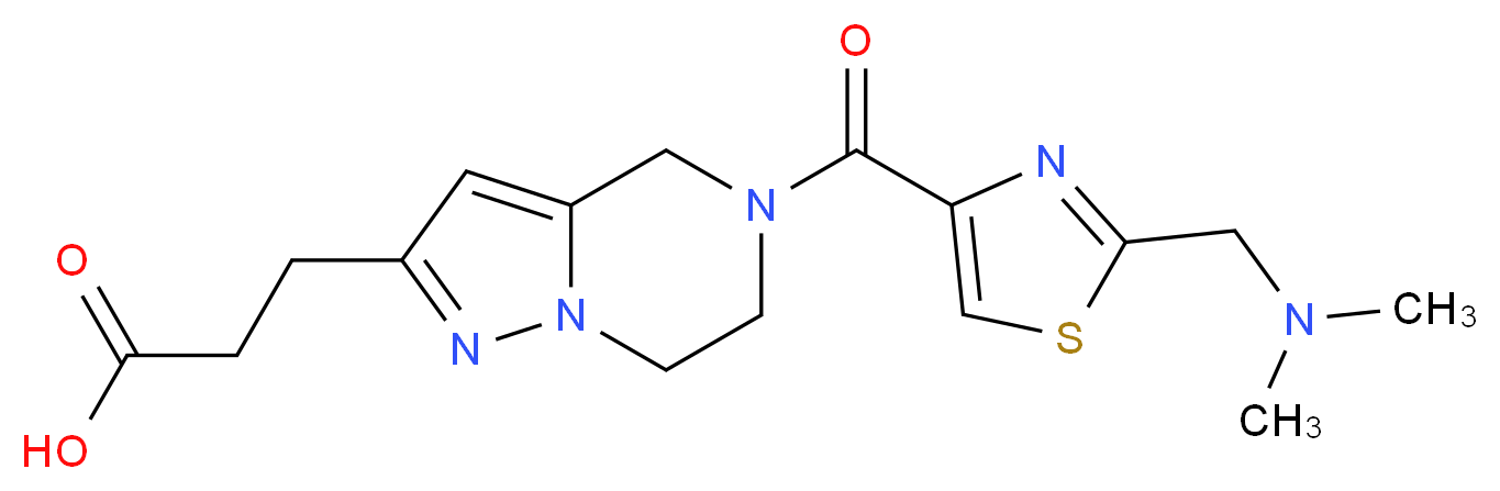 3-[5-({2-[(dimethylamino)methyl]-1,3-thiazol-4-yl}carbonyl)-4,5,6,7-tetrahydropyrazolo[1,5-a]pyrazin-2-yl]propanoic acid_Molecular_structure_CAS_)