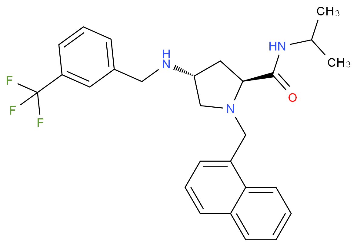 (4R)-N-isopropyl-1-(1-naphthylmethyl)-4-{[3-(trifluoromethyl)benzyl]amino}-L-prolinamide_Molecular_structure_CAS_)
