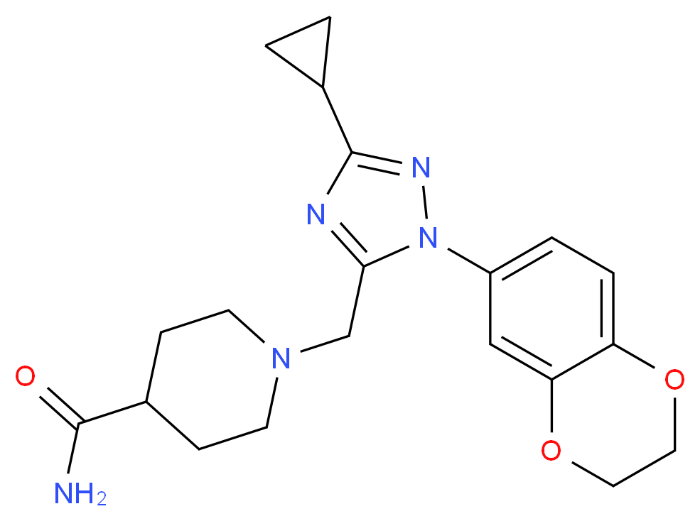 1-{[3-cyclopropyl-1-(2,3-dihydro-1,4-benzodioxin-6-yl)-1H-1,2,4-triazol-5-yl]methyl}piperidine-4-carboxamide_Molecular_structure_CAS_)