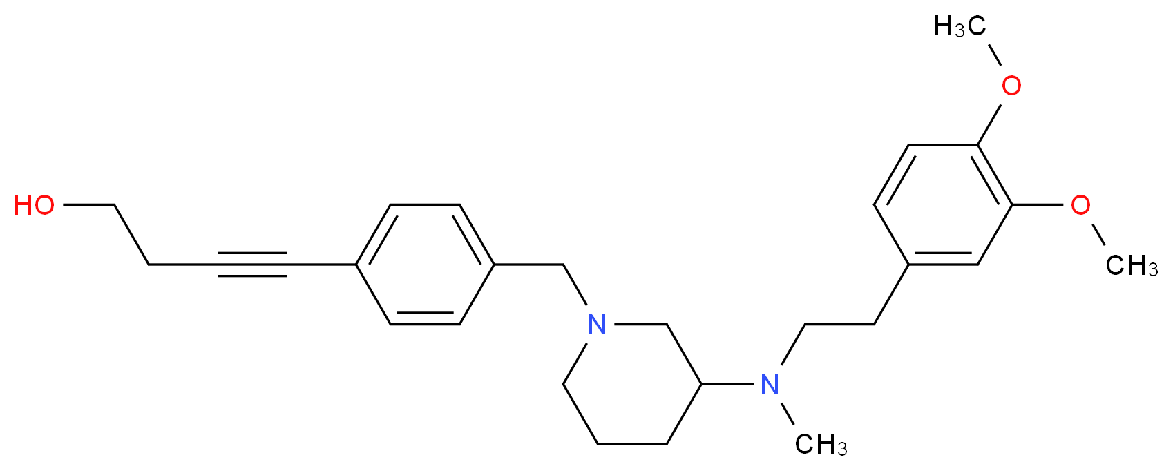 4-[4-({3-[[2-(3,4-dimethoxyphenyl)ethyl](methyl)amino]-1-piperidinyl}methyl)phenyl]-3-butyn-1-ol_Molecular_structure_CAS_)