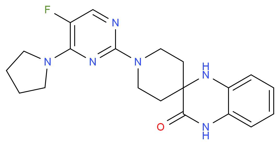 1-[5-fluoro-4-(1-pyrrolidinyl)-2-pyrimidinyl]-1',4'-dihydro-3'H-spiro[piperidine-4,2'-quinoxalin]-3'-one_Molecular_structure_CAS_)