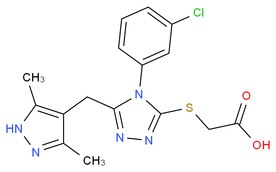 ({4-(3-chlorophenyl)-5-[(3,5-dimethyl-1H-pyrazol-4-yl)methyl]-4H-1,2,4-triazol-3-yl}thio)acetic acid_Molecular_structure_CAS_)