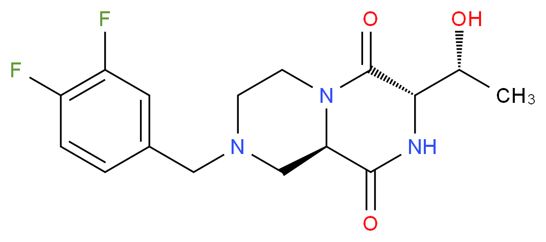 (3S,9aR)-8-(3,4-difluorobenzyl)-3-[(1R)-1-hydroxyethyl]tetrahydro-2H-pyrazino[1,2-a]pyrazine-1,4(3H,6H)-dione_Molecular_structure_CAS_)