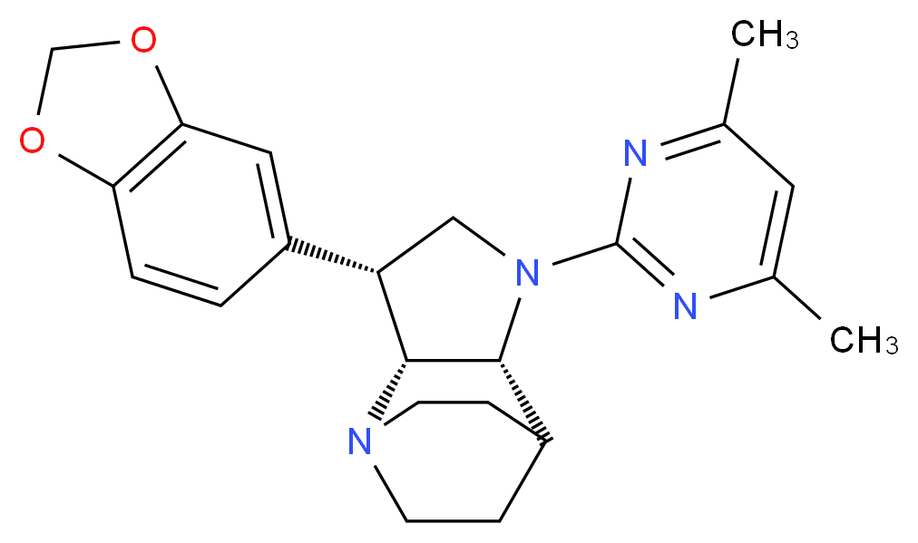 (3R*,3aR*,7aR*)-3-(1,3-benzodioxol-5-yl)-1-(4,6-dimethylpyrimidin-2-yl)octahydro-4,7-ethanopyrrolo[3,2-b]pyridine_Molecular_structure_CAS_)
