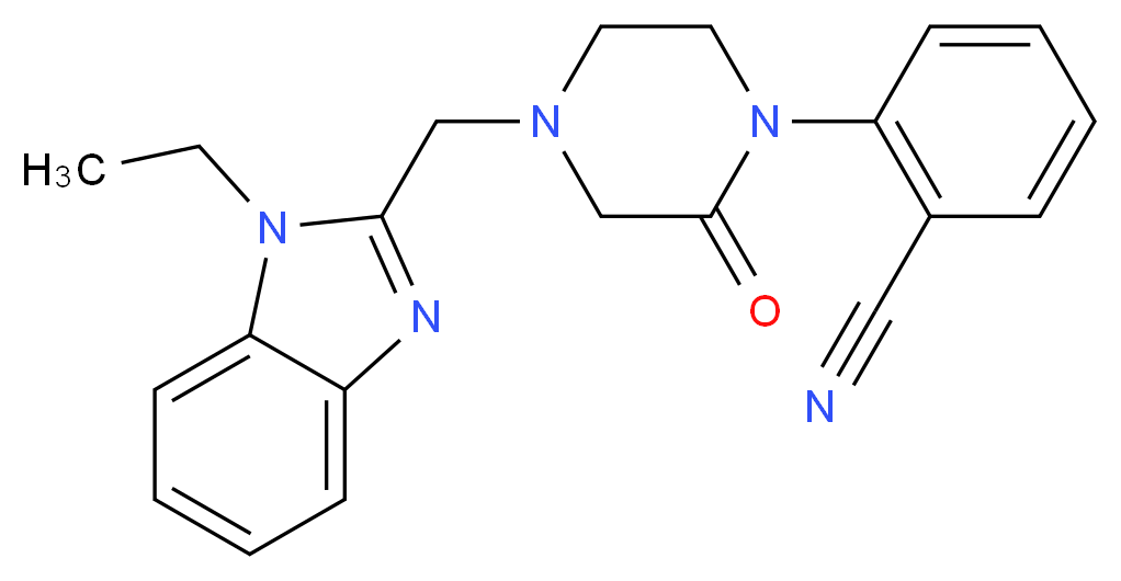2-{4-[(1-ethyl-1H-benzimidazol-2-yl)methyl]-2-oxo-1-piperazinyl}benzonitrile_Molecular_structure_CAS_)