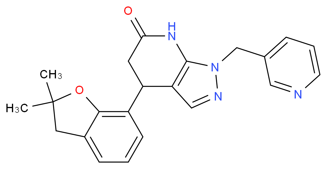 4-(2,2-dimethyl-2,3-dihydro-1-benzofuran-7-yl)-1-(pyridin-3-ylmethyl)-1,4,5,7-tetrahydro-6H-pyrazolo[3,4-b]pyridin-6-one_Molecular_structure_CAS_)