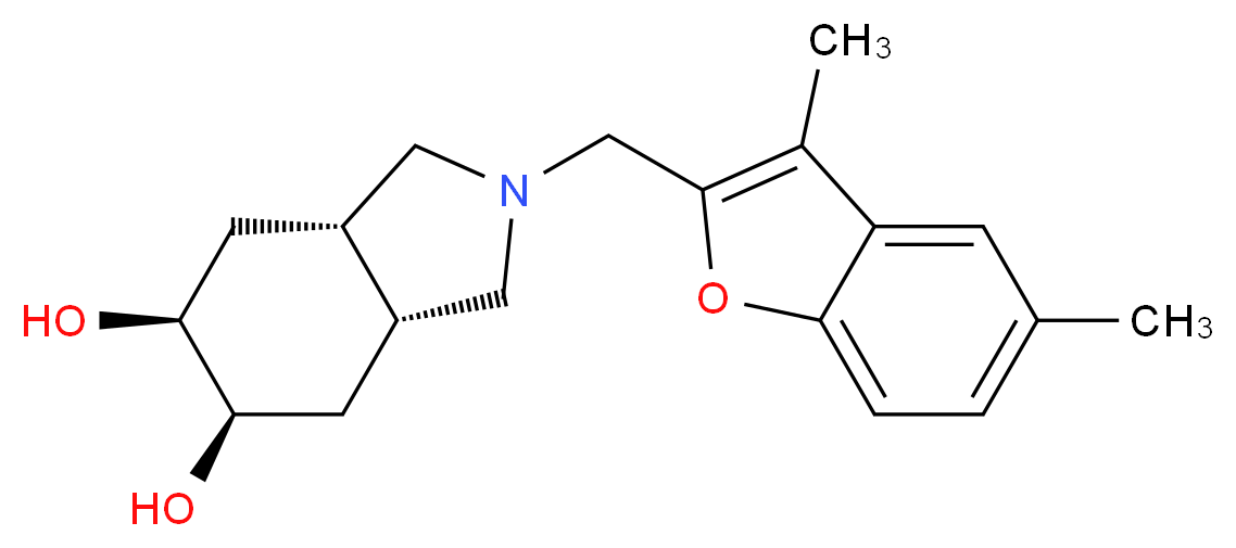 (3aR*,5R*,6S*,7aS*)-2-[(3,5-dimethyl-1-benzofuran-2-yl)methyl]octahydro-1H-isoindole-5,6-diol_Molecular_structure_CAS_)