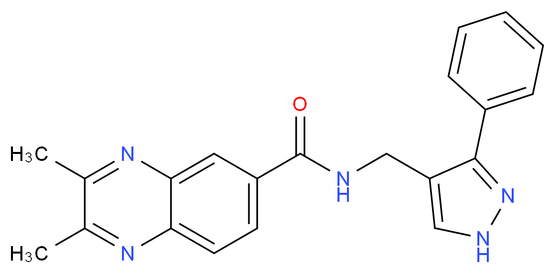 2,3-dimethyl-N-[(3-phenyl-1H-pyrazol-4-yl)methyl]-6-quinoxalinecarboxamide_Molecular_structure_CAS_)