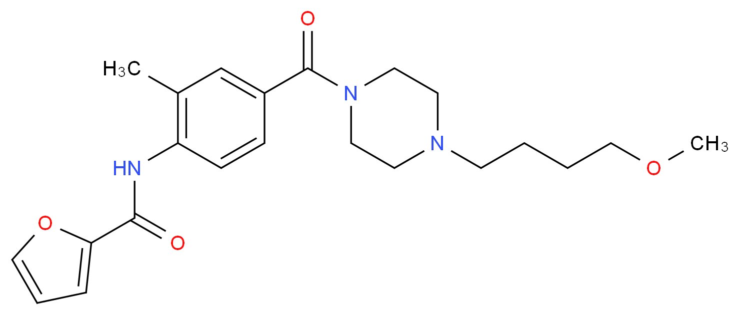 N-(4-{[4-(4-methoxybutyl)piperazin-1-yl]carbonyl}-2-methylphenyl)-2-furamide_Molecular_structure_CAS_)