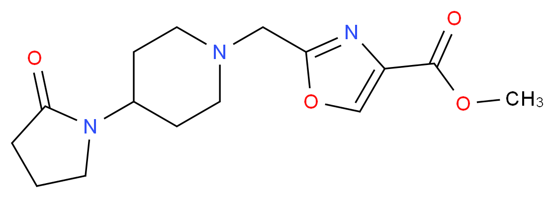 methyl 2-{[4-(2-oxopyrrolidin-1-yl)piperidin-1-yl]methyl}-1,3-oxazole-4-carboxylate_Molecular_structure_CAS_)