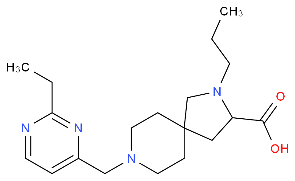 8-[(2-ethyl-4-pyrimidinyl)methyl]-2-propyl-2,8-diazaspiro[4.5]decane-3-carboxylic acid_Molecular_structure_CAS_)
