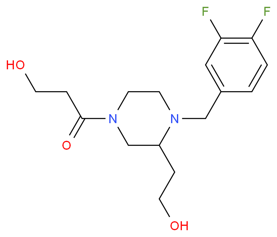 3-[4-(3,4-difluorobenzyl)-3-(2-hydroxyethyl)-1-piperazinyl]-3-oxo-1-propanol_Molecular_structure_CAS_)