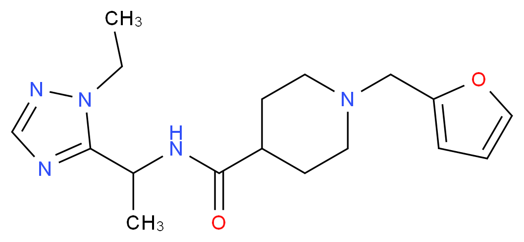 N-[1-(1-ethyl-1H-1,2,4-triazol-5-yl)ethyl]-1-(2-furylmethyl)-4-piperidinecarboxamide_Molecular_structure_CAS_)