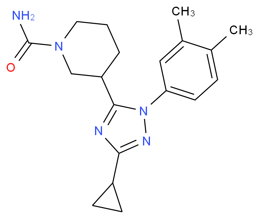 3-[3-cyclopropyl-1-(3,4-dimethylphenyl)-1H-1,2,4-triazol-5-yl]piperidine-1-carboxamide_Molecular_structure_CAS_)