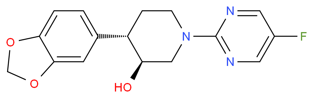 (3S*,4S*)-4-(1,3-benzodioxol-5-yl)-1-(5-fluoropyrimidin-2-yl)piperidin-3-ol_Molecular_structure_CAS_)