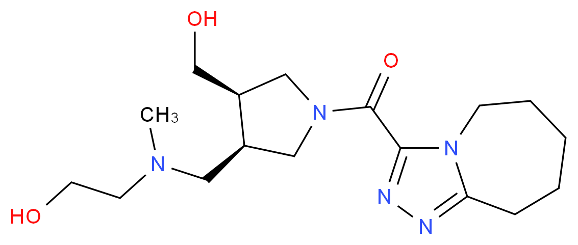 2-[{[(3R*,4R*)-4-(hydroxymethyl)-1-(6,7,8,9-tetrahydro-5H-[1,2,4]triazolo[4,3-a]azepin-3-ylcarbonyl)-3-pyrrolidinyl]methyl}(methyl)amino]ethanol_Molecular_structure_CAS_)