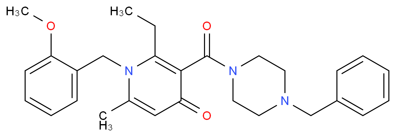3-[(4-benzyl-1-piperazinyl)carbonyl]-2-ethyl-1-(2-methoxybenzyl)-6-methyl-4(1H)-pyridinone_Molecular_structure_CAS_)