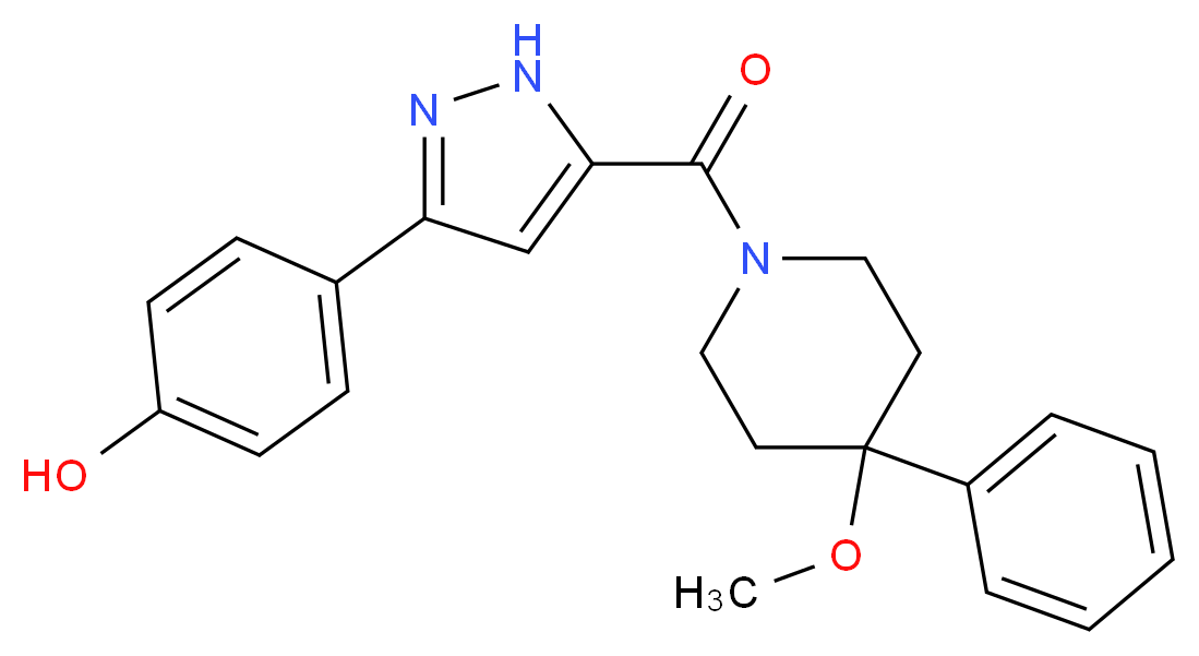 4-{5-[(4-methoxy-4-phenyl-1-piperidinyl)carbonyl]-1H-pyrazol-3-yl}phenol_Molecular_structure_CAS_)