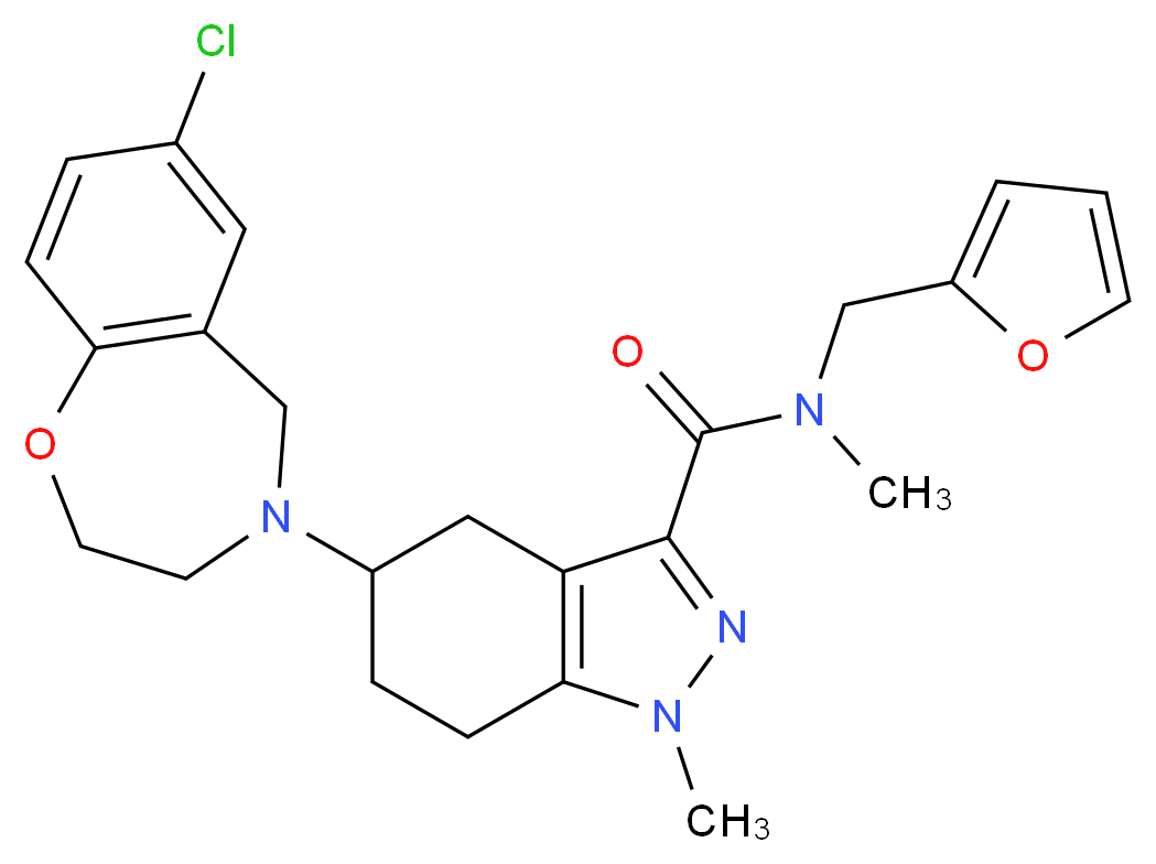 5-(7-chloro-2,3-dihydro-1,4-benzoxazepin-4(5H)-yl)-N-(2-furylmethyl)-N,1-dimethyl-4,5,6,7-tetrahydro-1H-indazole-3-carboxamide_Molecular_structure_CAS_)