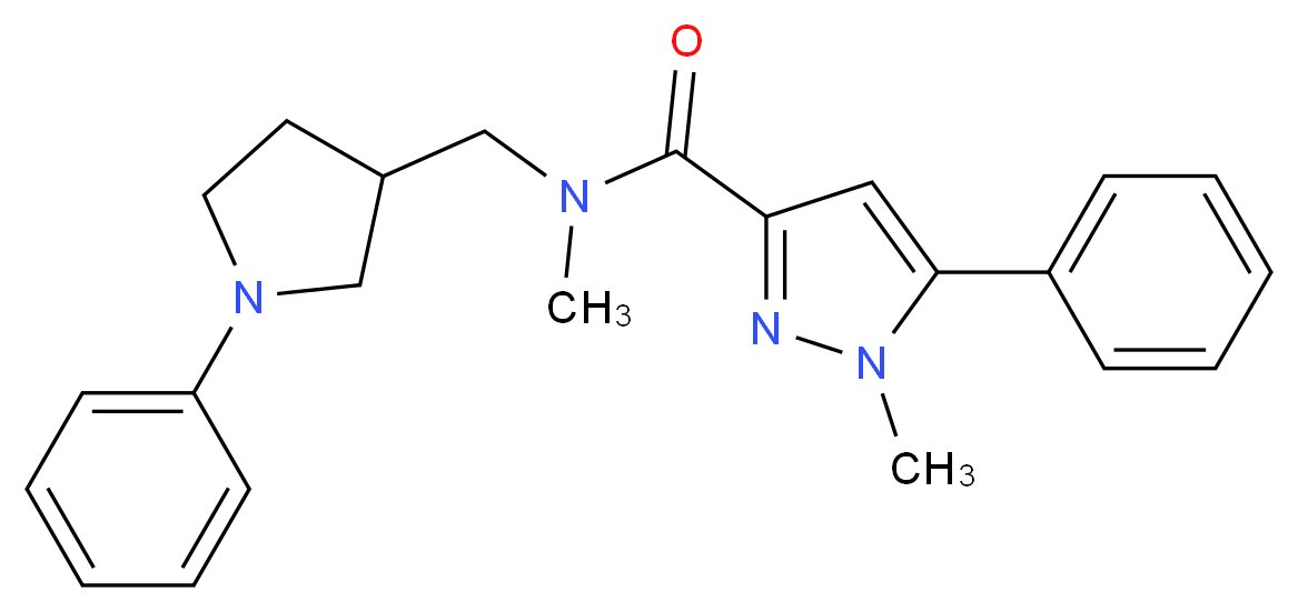 N,1-dimethyl-5-phenyl-N-[(1-phenyl-3-pyrrolidinyl)methyl]-1H-pyrazole-3-carboxamide_Molecular_structure_CAS_)