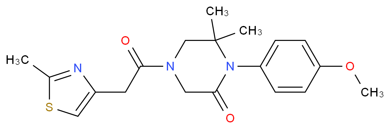 1-(4-methoxyphenyl)-6,6-dimethyl-4-[(2-methyl-1,3-thiazol-4-yl)acetyl]-2-piperazinone_Molecular_structure_CAS_)