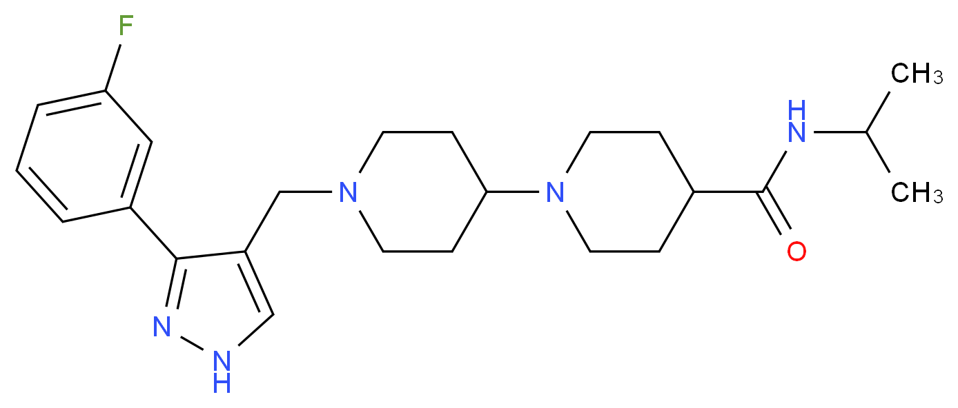 1'-{[3-(3-fluorophenyl)-1H-pyrazol-4-yl]methyl}-N-isopropyl-1,4'-bipiperidine-4-carboxamide_Molecular_structure_CAS_)