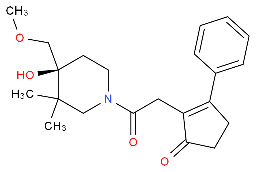 2-{2-[(4S*)-4-hydroxy-4-(methoxymethyl)-3,3-dimethylpiperidin-1-yl]-2-oxoethyl}-3-phenylcyclopent-2-en-1-one_Molecular_structure_CAS_)