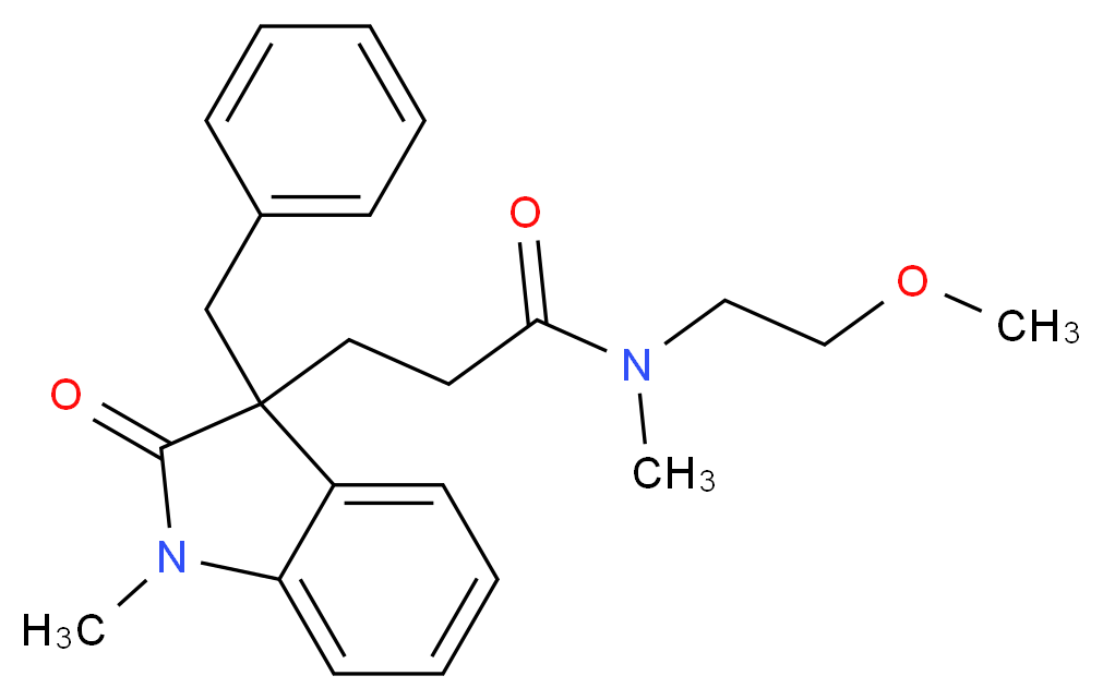 3-(3-benzyl-1-methyl-2-oxo-2,3-dihydro-1H-indol-3-yl)-N-(2-methoxyethyl)-N-methylpropanamide_Molecular_structure_CAS_)