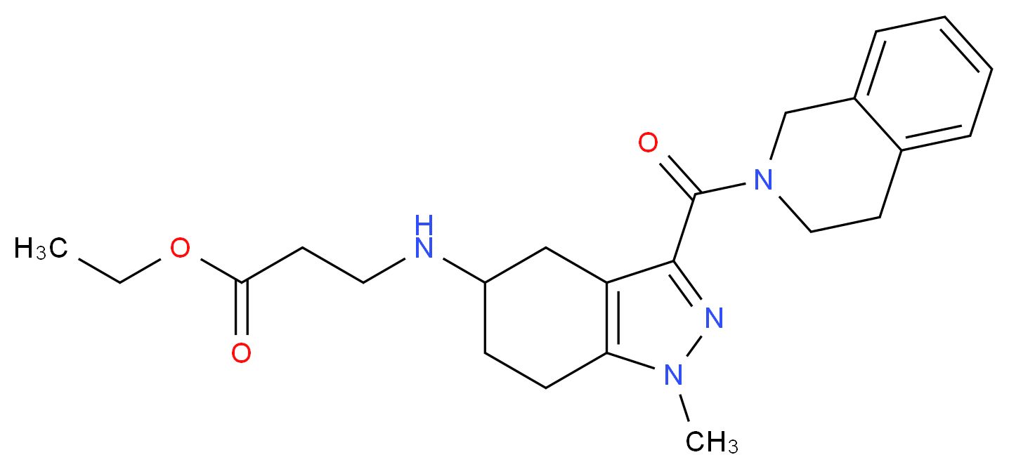 ethyl N-[3-(3,4-dihydro-2(1H)-isoquinolinylcarbonyl)-1-methyl-4,5,6,7-tetrahydro-1H-indazol-5-yl]-beta-alaninate_Molecular_structure_CAS_)