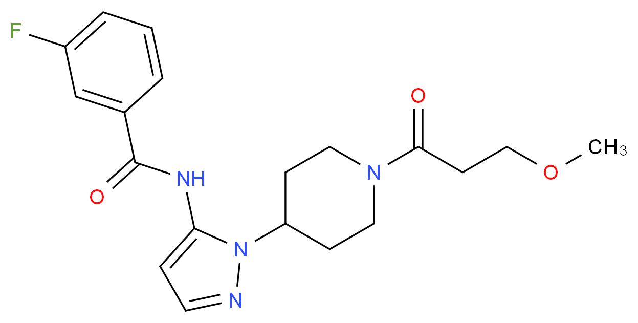 3-fluoro-N-{1-[1-(3-methoxypropanoyl)-4-piperidinyl]-1H-pyrazol-5-yl}benzamide_Molecular_structure_CAS_)